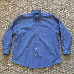 Roundtree & Yorke Blue Patterned Dress Shirt